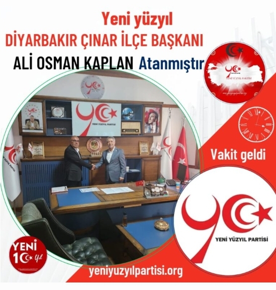 YENİ YÜZYIL PARTİSİ ÇINAR İLÇE BAŞKANLIĞINA ALİ OSMAN KAPLAN ATANDI