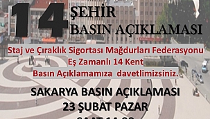 STAJ VE ÇIRAKLIK MAĞDURLARI 23 ŞUBAT'TA "BASIN AÇIKLAMASI" YAPACAK.